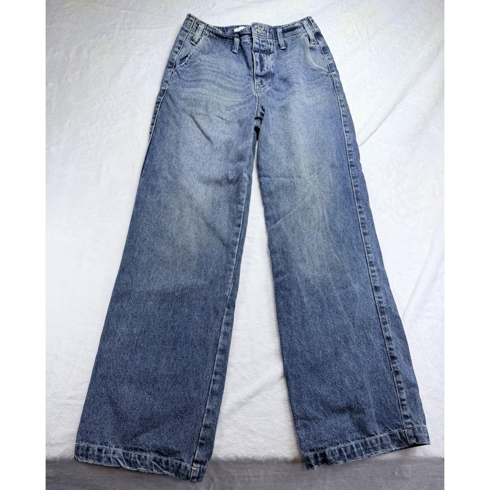 KanCan High Rise Wide Leg Jeans Womens Size 1 24 Button Fly Medium Wash 26x29
